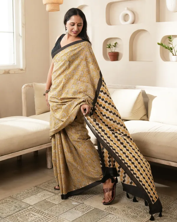 Mustard_Cotton_Jaal_Print_Mulmul_Saree_For_Women